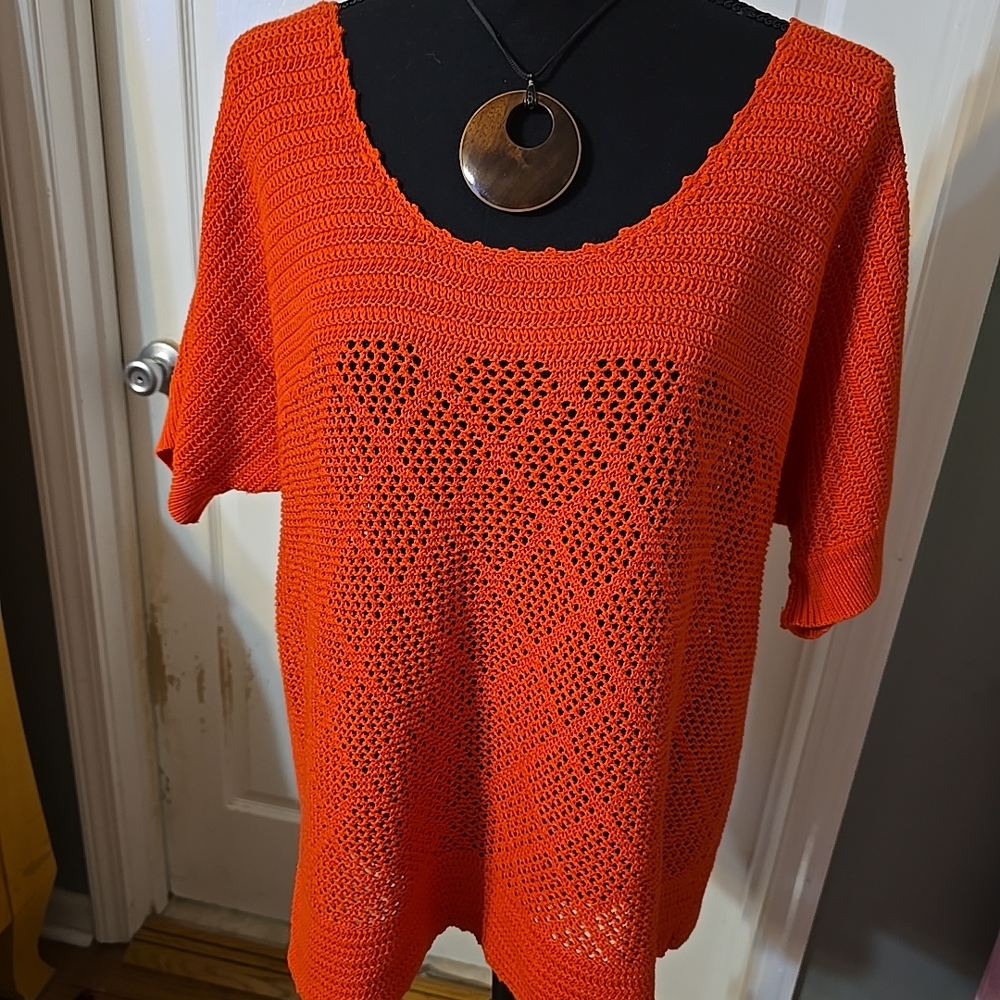 Lucky Brand Bright Orange Knit Top
